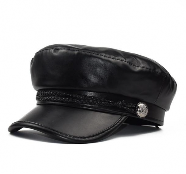 Topi visor berbahan kulit sintetis